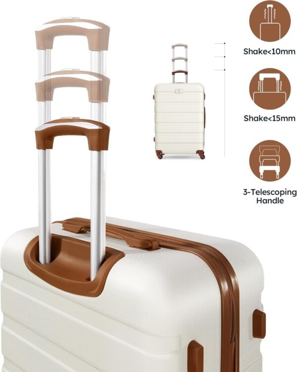 Suitour Luggage 3 Piece Sets Hard Shell Luggage Set with Spinner Wheels,TSA Lock,20 24 28 inch Travel Suitcase Sets (White Brown) - Image 7