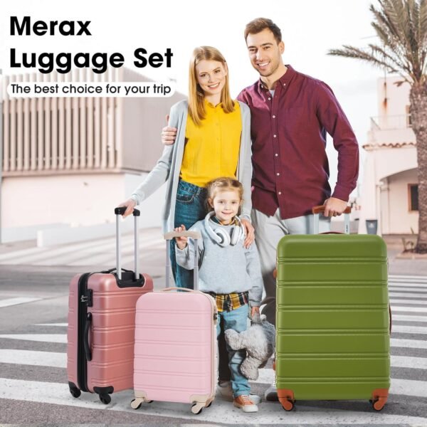 Merax Luggage sets of 2 Piece 20 24 IN Carry on Luggage Hard Case White Pink Luggage Expandable Checked Luggage Suitcase Set with Wheels - Image 4