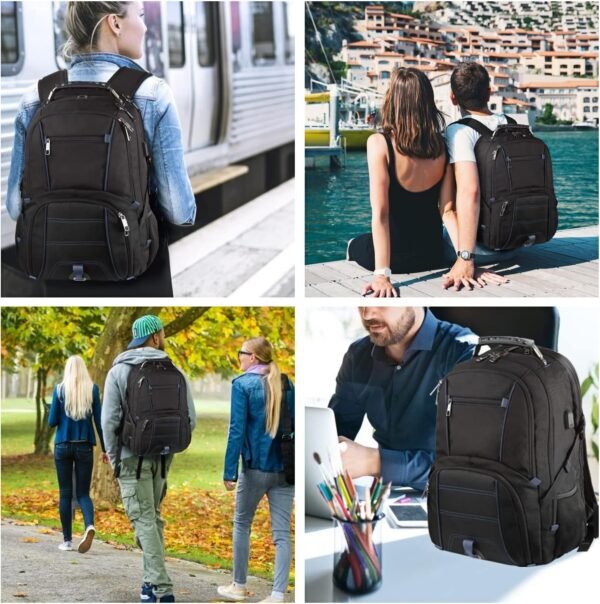 LTINVECK Extra Large 50L Travel Laptop Backpack, Blue, Unisex, Backpack with USB Charging Port, TSA Friendly, Durable, Heavy Duty, 17 Inch Laptop - Image 8