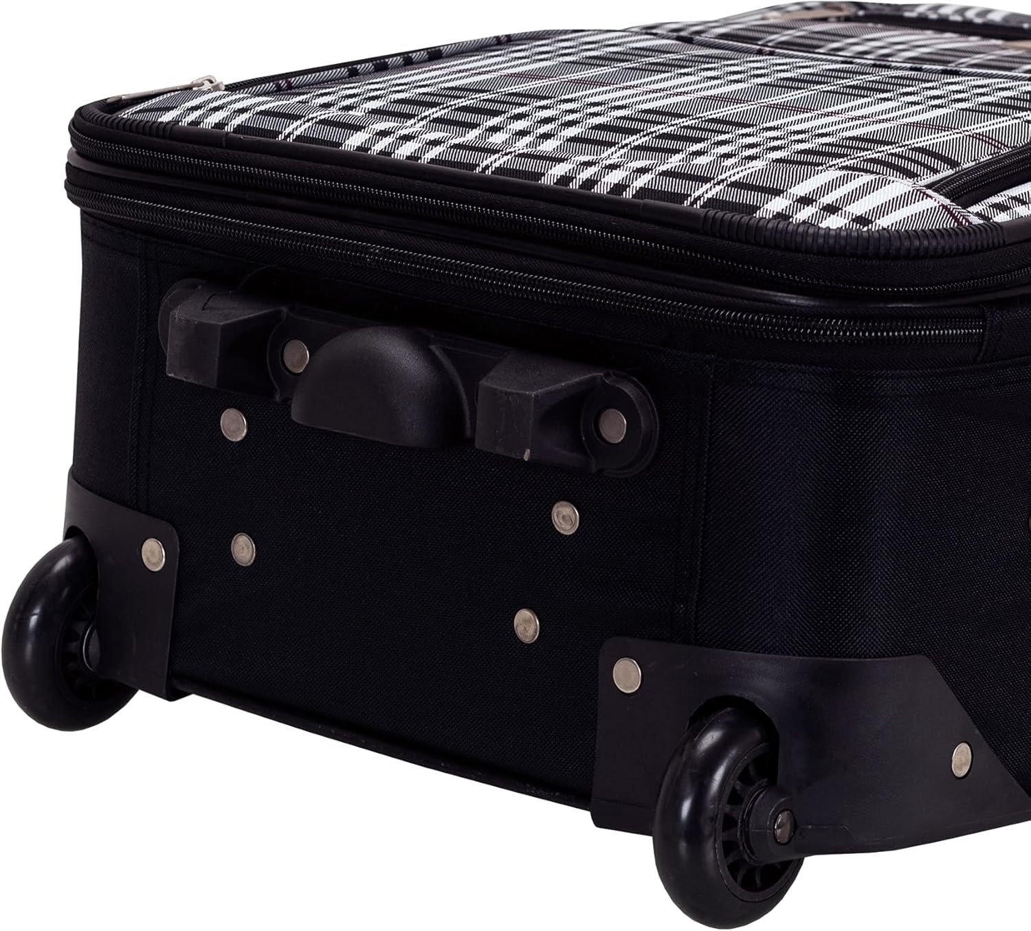 Rockland Fashion Softside Upright Luggage Set, Expandable, Black Plaid, 2-Piece (14/19) - Image 11
