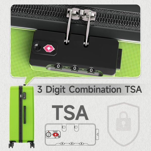 Luggage Sets ABS 3 Piece Set Lightweight Suitcase Sets with Spinner Wheels TSA Lock,Apple Green,3 Piece Set (20/24/28) - Image 3