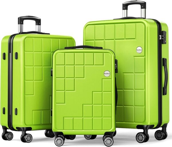 Luggage Sets ABS 3 Piece Set Lightweight Suitcase Sets with Spinner Wheels TSA Lock,Apple Green,3 Piece Set (20/24/28) - Image 2