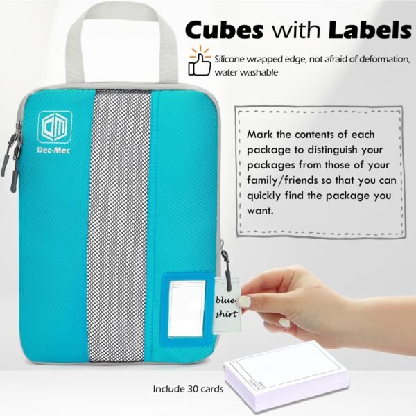 4/6 Set Compression Packing Cubes with lable for Travel, Expandable Packing Organizers, Carry On Luggage Suitcase Organizer Bags - Image 4