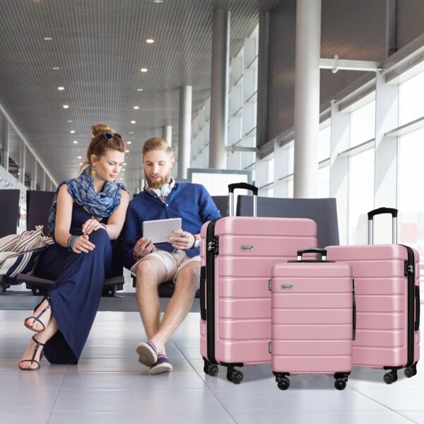Explorer Lightweight Hardside Expandable Luggage Spinner Wheels Suitcase W/TSA Lock, Pink, New-3 Piece Set - Image 8