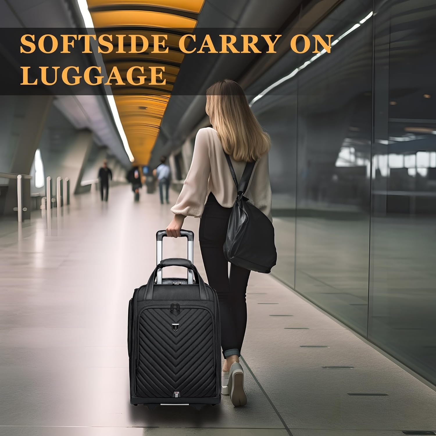 Carry-On Underseat Luggage with Wheels,18 inch Carry-on Luggage for Airlines,Underseat Lightweight Suitcase for Women,Softside Overnight Luggage for Business Travel - Image 7