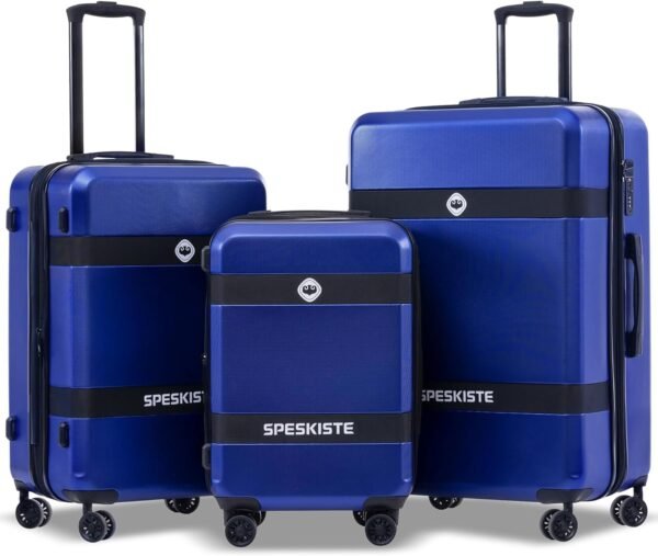 3 Piece Luggage Set, PC+ABS Lightweight Suitcase Sets with Spinner Wheels, Expandable Hardside Carry-On Luggage with TSA Lock Blue (20/24/28) - Image 2