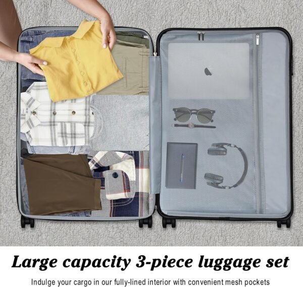 Explorer Lightweight Hardside Expandable Luggage Spinner Wheels Suitcase W/TSA Lock, Grey, New-3 Piece Set - Image 7