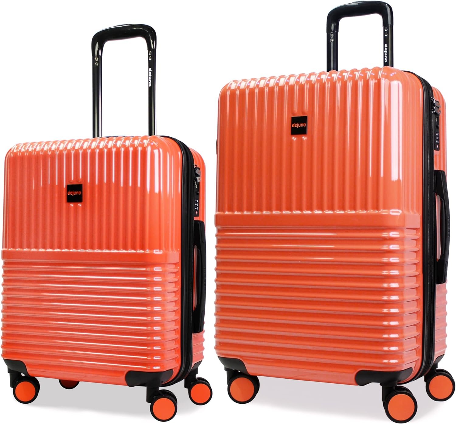 World Traveler Dejuno Tonal Lightweight Polycarbonate Hardside Expandable Spinner Luggage Suitcase with TSA Lock, Coral, 2-Piece Set(20in,24in) - Image 2