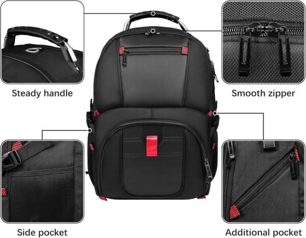 Extra Large Travel Backpack, 50L Big Capacity Travel Laptop Backpack for Men Him Women, TSA Airline Approved Luggage Business Computer Work Nursing Computer College Bag 17 Inch Computer, Black - Image 3