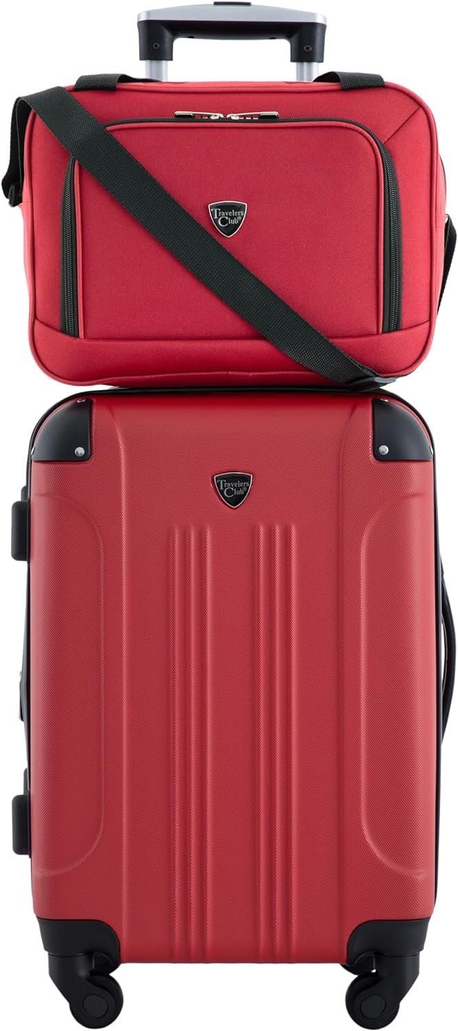 Travelers Club Chicago Hardside Expandable Spinner Luggage, Red, 5 Piece Set - Image 5