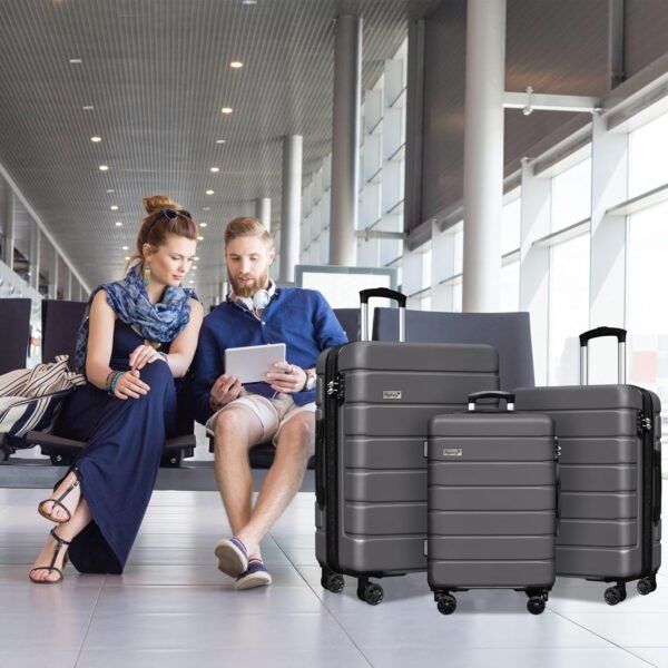 Explorer Lightweight Hardside Expandable Luggage Spinner Wheels Suitcase W/TSA Lock, Grey, New-3 Piece Set - Image 8