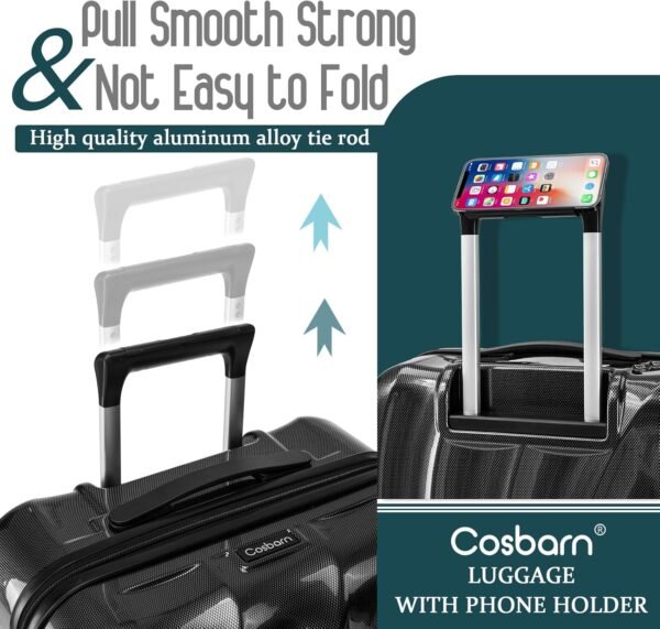 Luggage Sets 2 Piece Suitcases with Wheels, Suitcase Set, ABS+PC Hardshell Luggage with Phone Holder Durable Travel Luggage with TSA Lock Spinner Wheels - Image 3