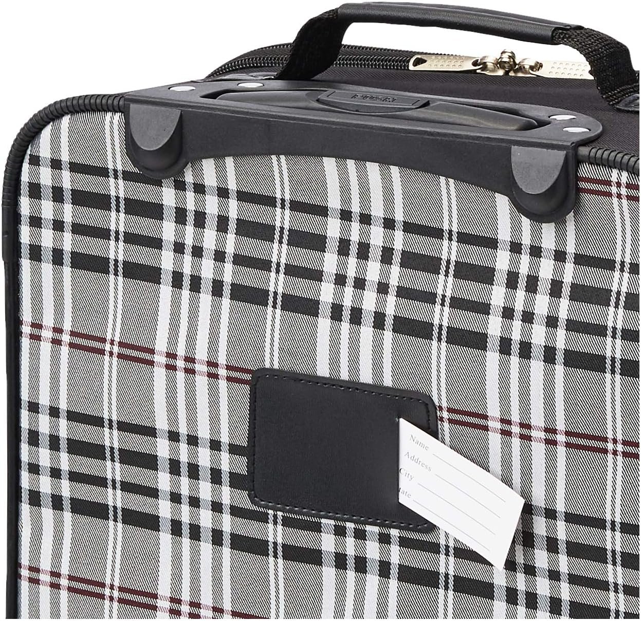 Rockland Fashion Softside Upright Luggage Set, Expandable, Black Plaid, 2-Piece (14/19) - Image 6