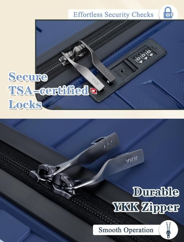 Carry On Luggage 22x14x9 Airline Approved, 20 Inch Carry on Suitcases with Wheels, PP Lightweight Carry-on Luggage, Suitcase with Wheels and TSA Lock - Image 6