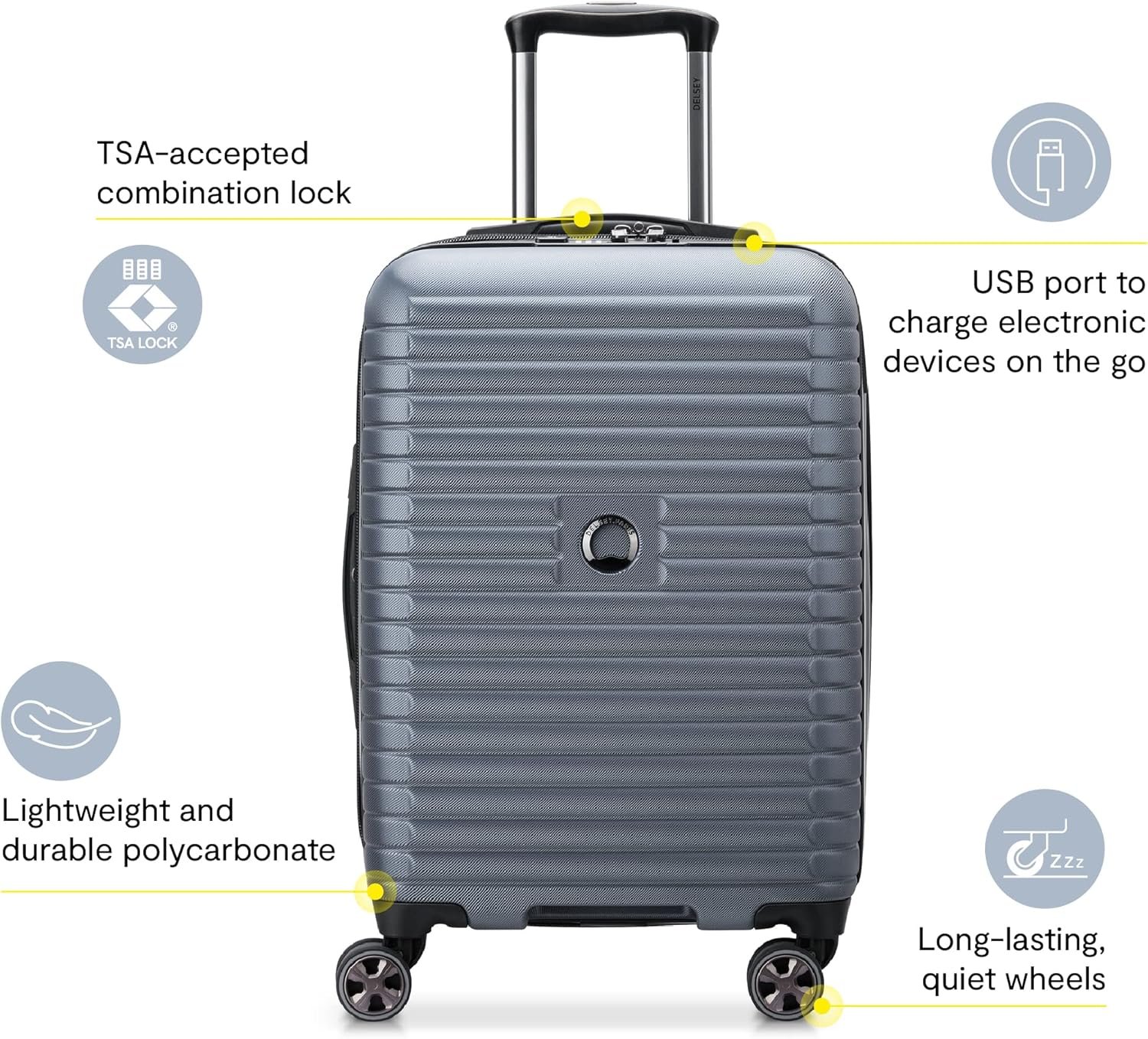 DELSEY PARIS Cruise 3.0 Hardside Expandable Luggage with Spinner Wheels, Glossy Ivory, Carry on 21 Inch - Image 3