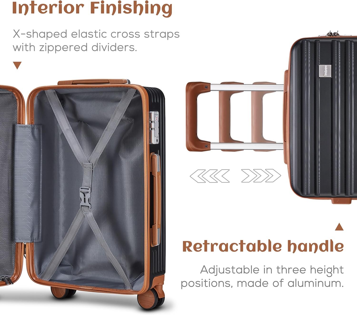 imiomo Carry on Luggage Sets,20 Inch Expandable Carry-on Suitcase with Spinner Wheels,Hard Shell Lightweight Rolling Travel Luggage with TSA Lock - Image 5