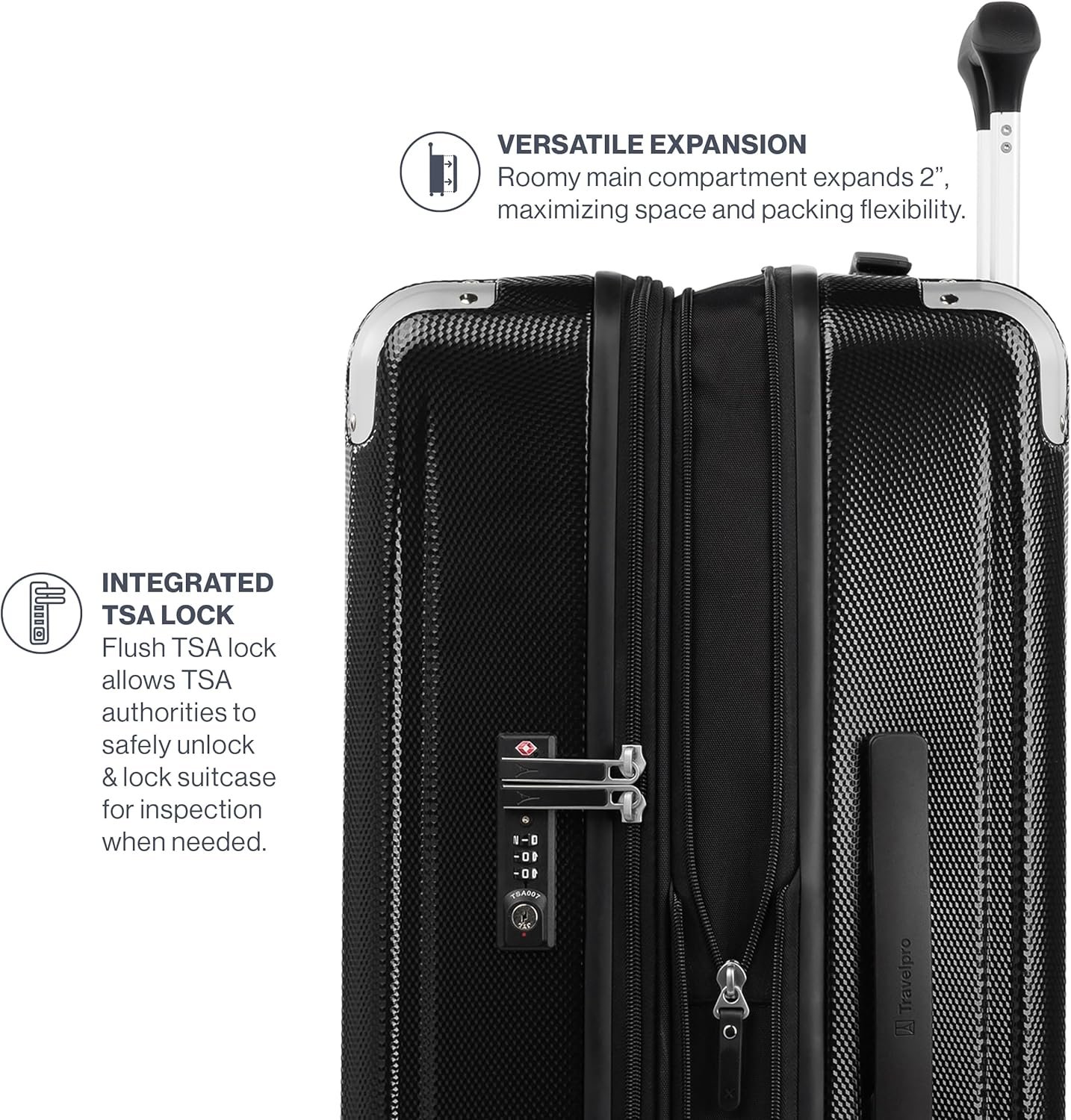 Travelpro Pathways 3 Hardside Expandable Luggage, 8 Spinner Wheels, Lightweight Hard Shell Suitcase, Carry On 21 Inch, Black Knight - Image 5