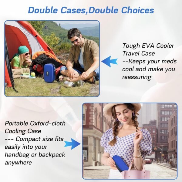 2 Packs Insulin Cooler Travel Cases, 24H Cooling Diabetic Cooler for Insulin Pens and Supplies, 3 Reusable Ice Packs TSA Approved and Temps Display, Refrigerated Medicine Organizer Bag for Travel - Image 8