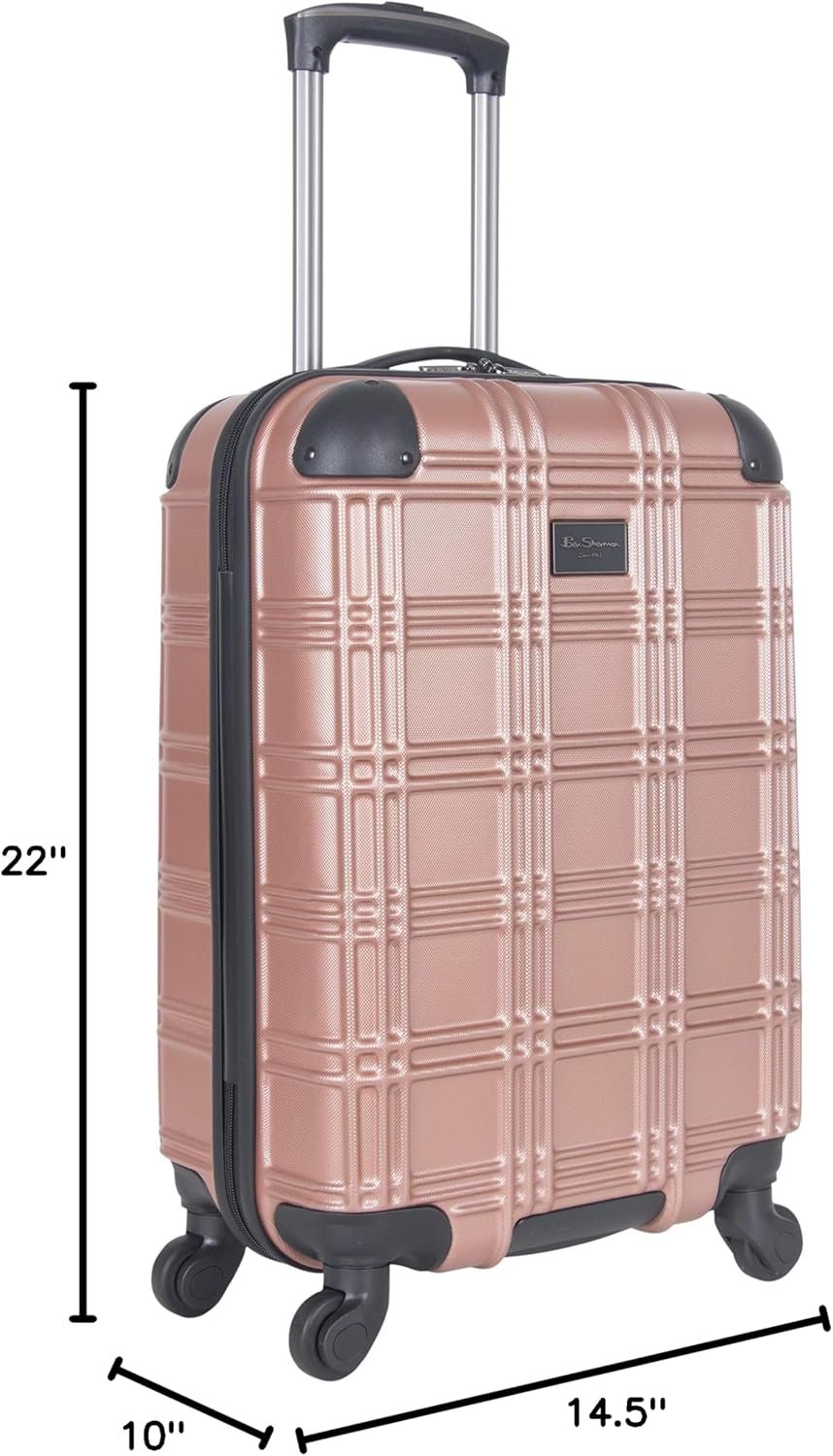 Ben Sherman Nottingham Lightweight Hardside 4-Wheel Spinner Travel Luggage, Rose Gold, 20-Inch Carry On - Image 8