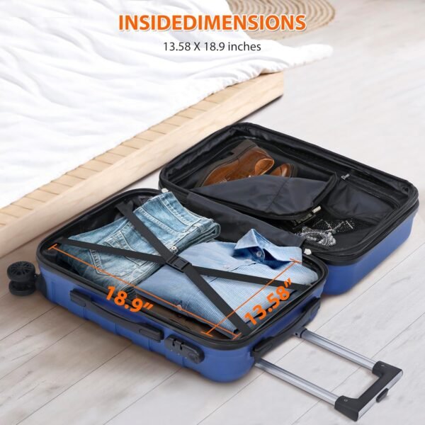 22 Inch Hardside Expandable Luggage ,Carry On Luggage With Spinner Wheels,Travel Suitcase Deep Blue - Image 4