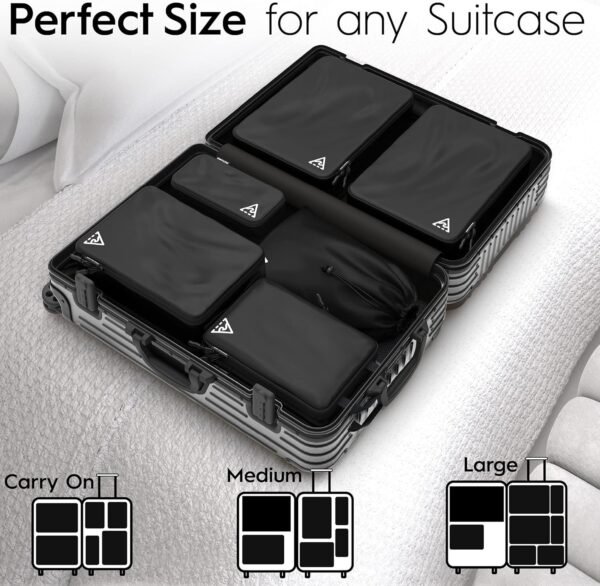 8 Set/4 Set Deluxe Compression Packing Cubes Travel - Maximize Space In Luggage With Patented HybridMax Double Capacity Design, Luxury Compressible Packing Cubes For Travel, Large, Small, & Medium - Image 4