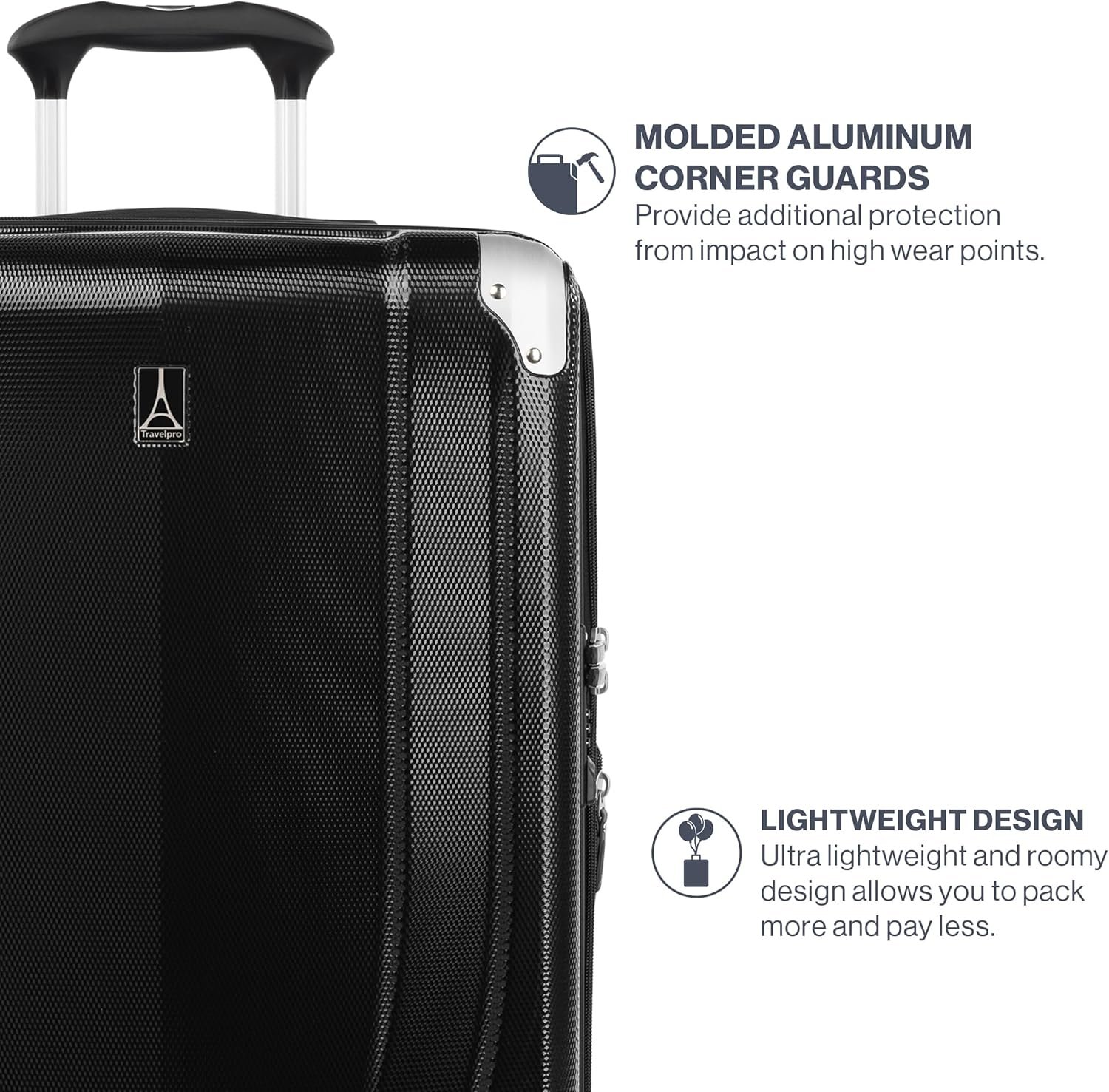 Travelpro Pathways 3 Hardside Expandable Luggage, 8 Spinner Wheels, Lightweight Hard Shell Suitcase, Carry On 21 Inch, Black Knight - Image 4