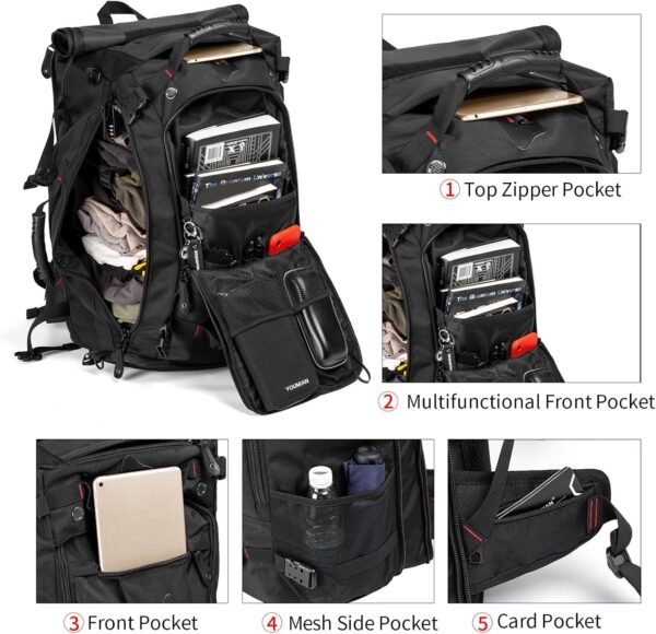 Travel Backpack Carry On Backpack Durable Convertible Duffle Bag Fit for 15.6 Inch Laptop for Men and Women hiking airplane shoes bag extendable three way uses multiple - Image 8