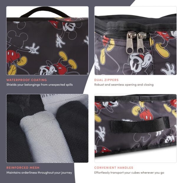 Disney Minnie Mickey Stitch Packing Cubes - 5 Piece Packing Organizer Set - Travel Essentials - Packing Cubes 5 Piece Set - Image 4