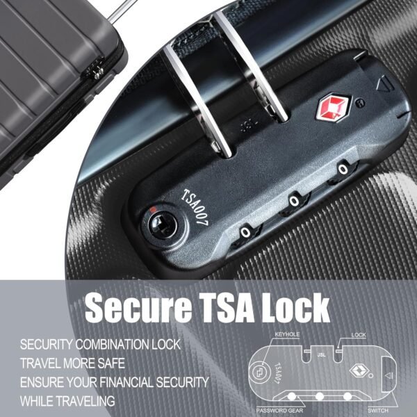 Explorer Lightweight Hardside Expandable Luggage Spinner Wheels Suitcase W/TSA Lock, Grey, New-3 Piece Set - Image 5