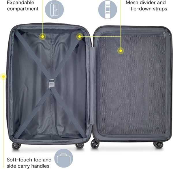 DELSEY Paris Helium Aero Hardside Expandable Luggage with Spinner Wheels, Titanium, 3-Piece Set (21/25/29) - Image 4