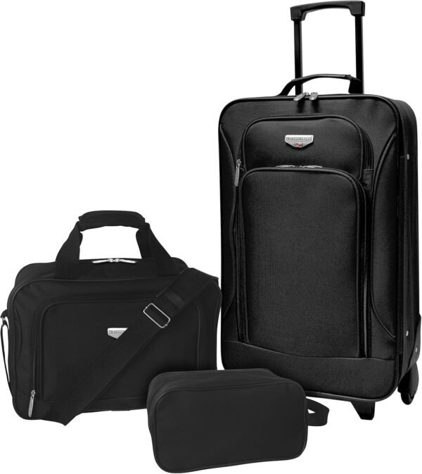 Travelers Club Euro Carry-On Luggage, Black, 3-Piece Set - Image 2
