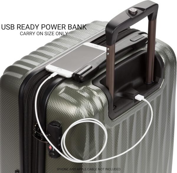 SwissGear 7272 Energie Hardside Expandable Luggage with Spinner Wheels, Gunmetal, 2-Piece Set (19/27) - Image 3
