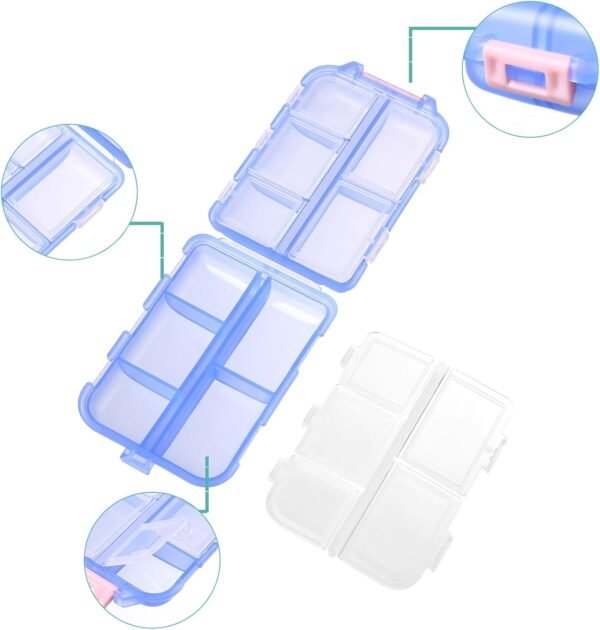 1Pack Travel Pill Organizer - 10 Compartments Pill Case, Compact and Portable Pill Box, Perfect for On-The-Go Storage, Pill Holder for Purse Blue - Image 6