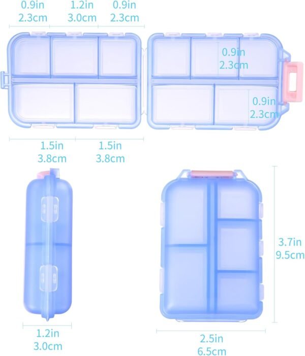 1Pack Travel Pill Organizer - 10 Compartments Pill Case, Compact and Portable Pill Box, Perfect for On-The-Go Storage, Pill Holder for Purse Blue - Image 4