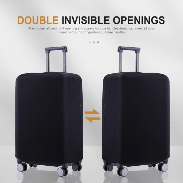 Travel Luggage Cover Suitcase Protector Scratch-Resistant Fit 19-31 Inch Suitcase, Not Included Suitcase (Black, S(19-21inch)) - Image 3