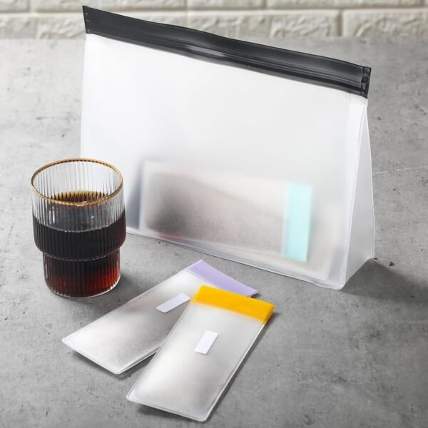 21 Pcs Protein Powder Travel Container Set Single Dose Reusable Powder Supplement Packets Portable Travel Powder Organizer Zip up Bags with Funnels, Spoons and Sheet Labels - Image 6