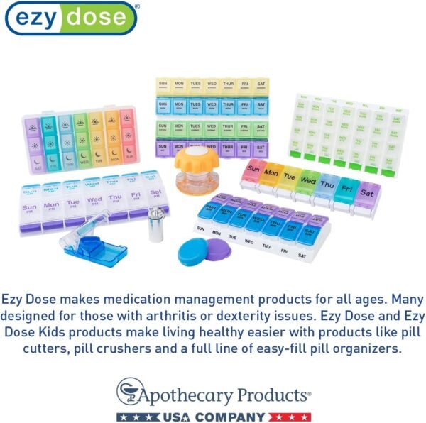 EZY DOSE Weekly (14-Day) Pill Case, Medicine Planner, Vitamin Organizer, Large Snap Compartments, Easy-To-Open, BPA Free, Color May Vary, BPA Free - Image 7