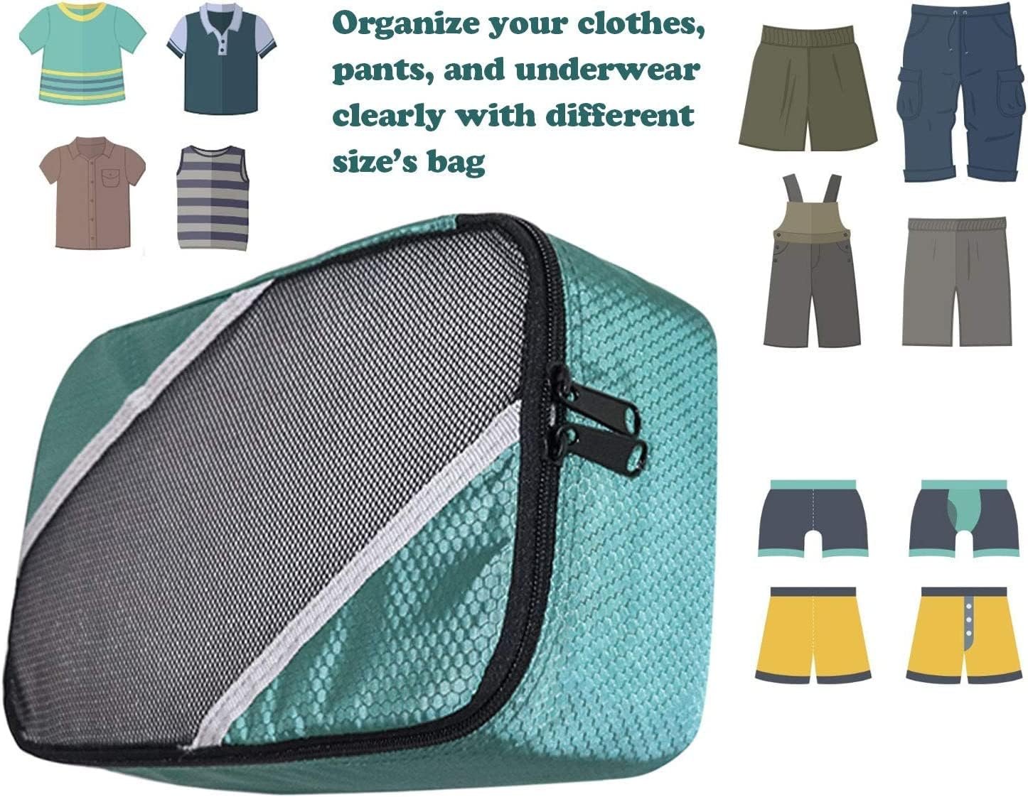 Packing Cubes for Travel 5 Set - Compression Luggage Organizers Bags, 3 Various Sizes - Image 3