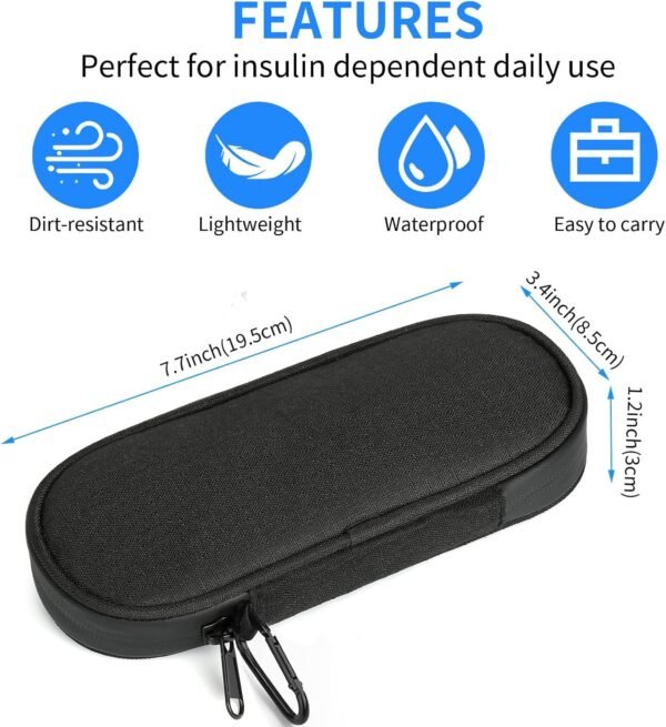 Insulin Pen Cooler Travel Case with 2 Reusable TSA Approved Ice Packs, Diabetic Medication Insulated Cooler Bag for Insulin Pens and Other Diabetic Supplies Storage Black - Image 5