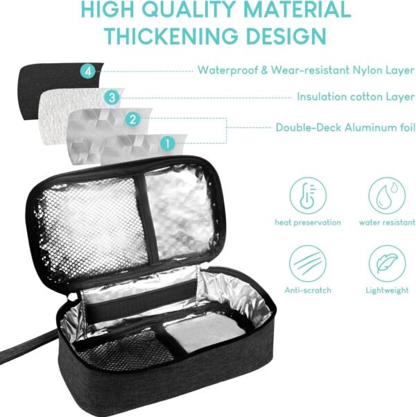 Insulin Cooler Travel Case, Diabetic Medicine Carrying Bag with 2 * 200g Ice Packs, Large Capacity Insulated Organizer Medication Cooler Bag for Insulin Pens and Diabetes (Black) - Image 5
