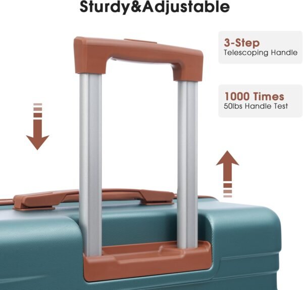 Merax Hardside Spinner Luggage with TSA Lock Expandable Lightweight Suitcase 20inch 24inch 28 inch Available(Green and Brown, 3-piece Set(20/24/28)) - Image 8