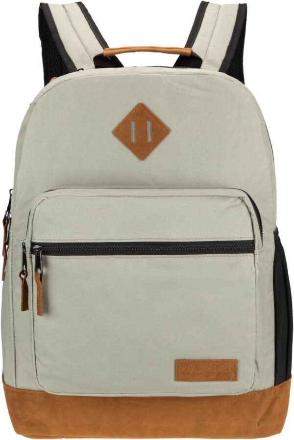 Wrangler Yellowstone Western-Style Backpack Coated Polyester Water Resistant Casual Daypack for Travel, Class, Everyday Use with Padded Laptop Notebook Sleeve (Coated Grey) - Image 2