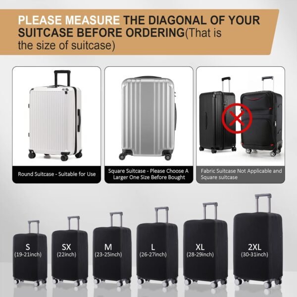 Travel Luggage Cover Suitcase Protector Scratch-Resistant Fit 19-31 Inch Suitcase, Not Included Suitcase (Black, S(19-21inch)) - Image 5