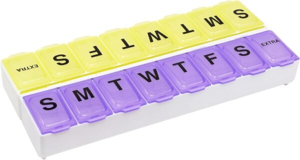 EZY DOSE Weekly (14-Day) Pill Case, Medicine Planner, Vitamin Organizer, Large Snap Compartments, Easy-To-Open, BPA Free, Color May Vary, BPA Free - Image 2
