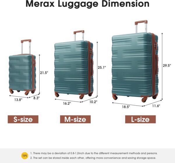 Merax Hardside Spinner Luggage with TSA Lock Expandable Lightweight Suitcase 20inch 24inch 28 inch Available(Green and Brown, 3-piece Set(20/24/28)) - Image 7