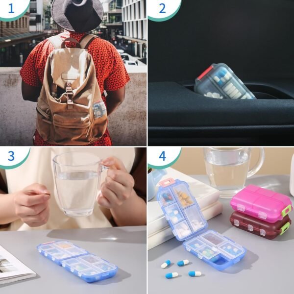 1Pack Travel Pill Organizer - 10 Compartments Pill Case, Compact and Portable Pill Box, Perfect for On-The-Go Storage, Pill Holder for Purse Blue - Image 7