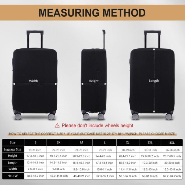 Travel Luggage Cover Suitcase Protector Scratch-Resistant Fit 19-31 Inch Suitcase, Not Included Suitcase (Black, S(19-21inch)) - Image 7