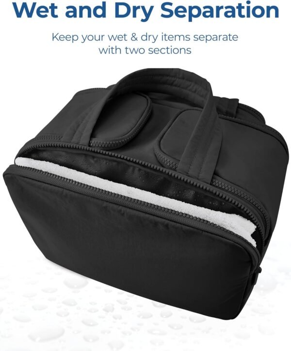 BAGSMART Travel Toiletry Bag, Lightweight Large Wide-open Travel Bag for Women, Puffy Cosmetic Makeup Bag Organizer with Handle for Accessories,Essentials, Toiletries, Black - Image 5