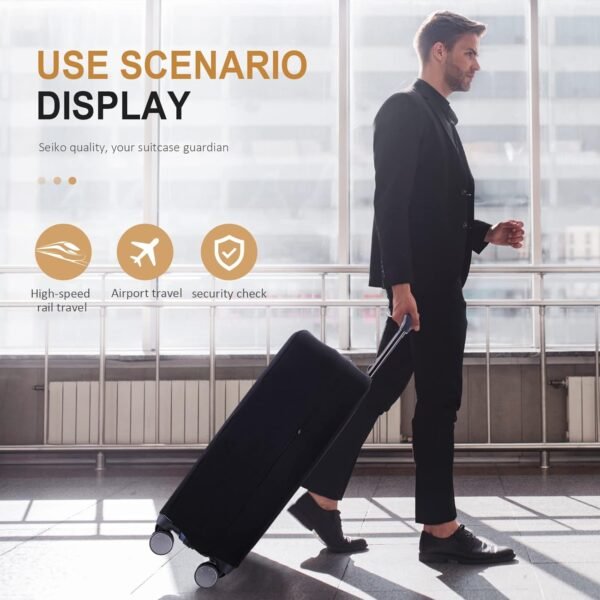 Travel Luggage Cover Suitcase Protector Scratch-Resistant Fit 19-31 Inch Suitcase, Not Included Suitcase (Black, S(19-21inch)) - Image 8
