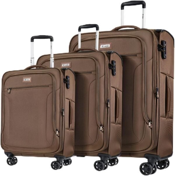 3Pcs Coffee Luggage Sets,Softside Expandable Lightweight Durable Suitcase Sets w/TSA Lock & Double Spinner Wheels(20in/28in/30in) - Image 2